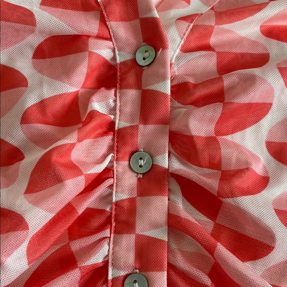 Pink Geometric Button-Up Top - Picture 5 of 8